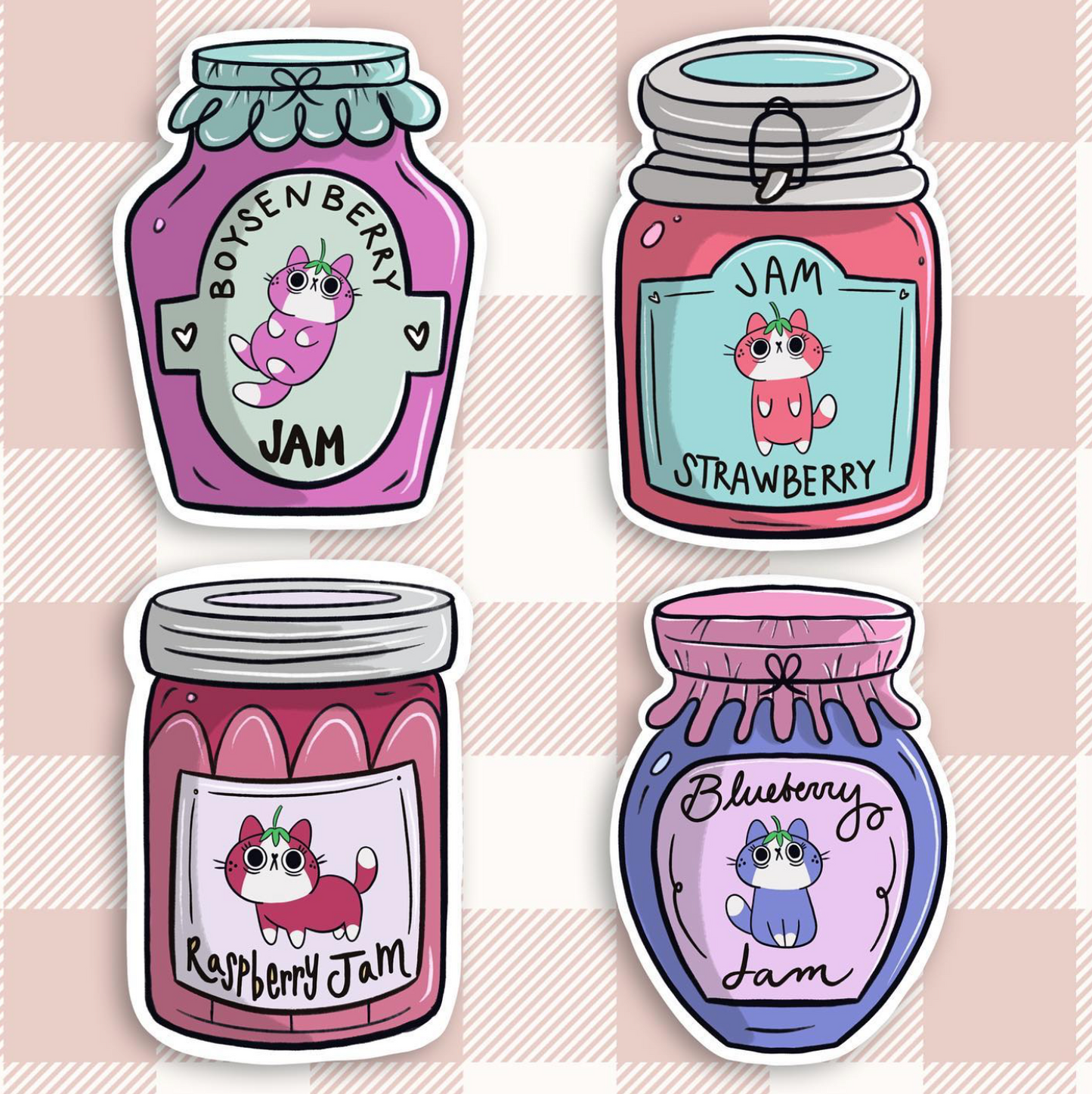 Jam Kitties 4 Pack Stickers
