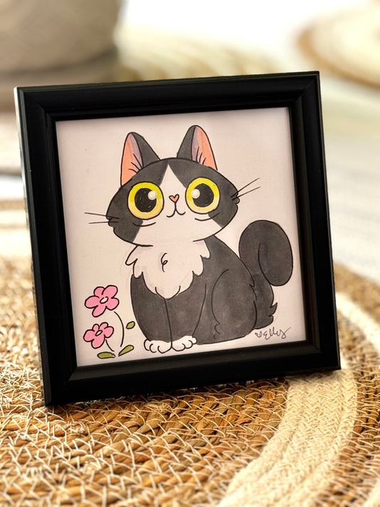 Tuxedo Flower Cat (ORIGINAL)