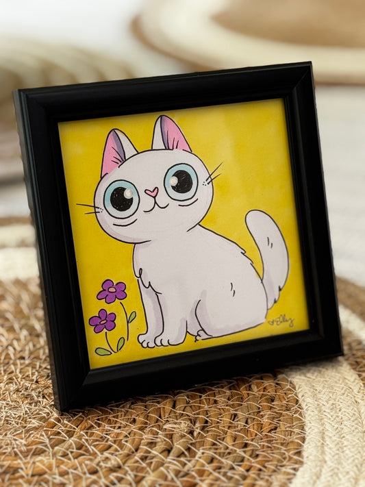 White Flower Cat (ORIGINAL)